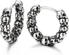 Pair Vintage Stacked Skulls Cluster Huggie Hinged Hoop Earrings Stainless Steel, Men Women, Gothic - COOLSTEELANDBEYOND Jewelry