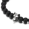 COOLSTEELANDBEYOND Mens 8MM Beads Bracelet with Stainless Steel Wolf Head Charm, Stretchable - coolsteelandbeyond