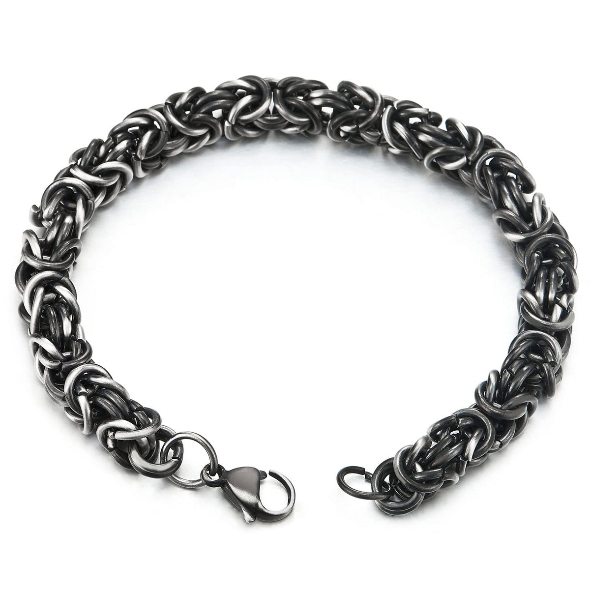 Stainless Steel Braid Link Bangle Bracelet for Men, Old Metal Finishing