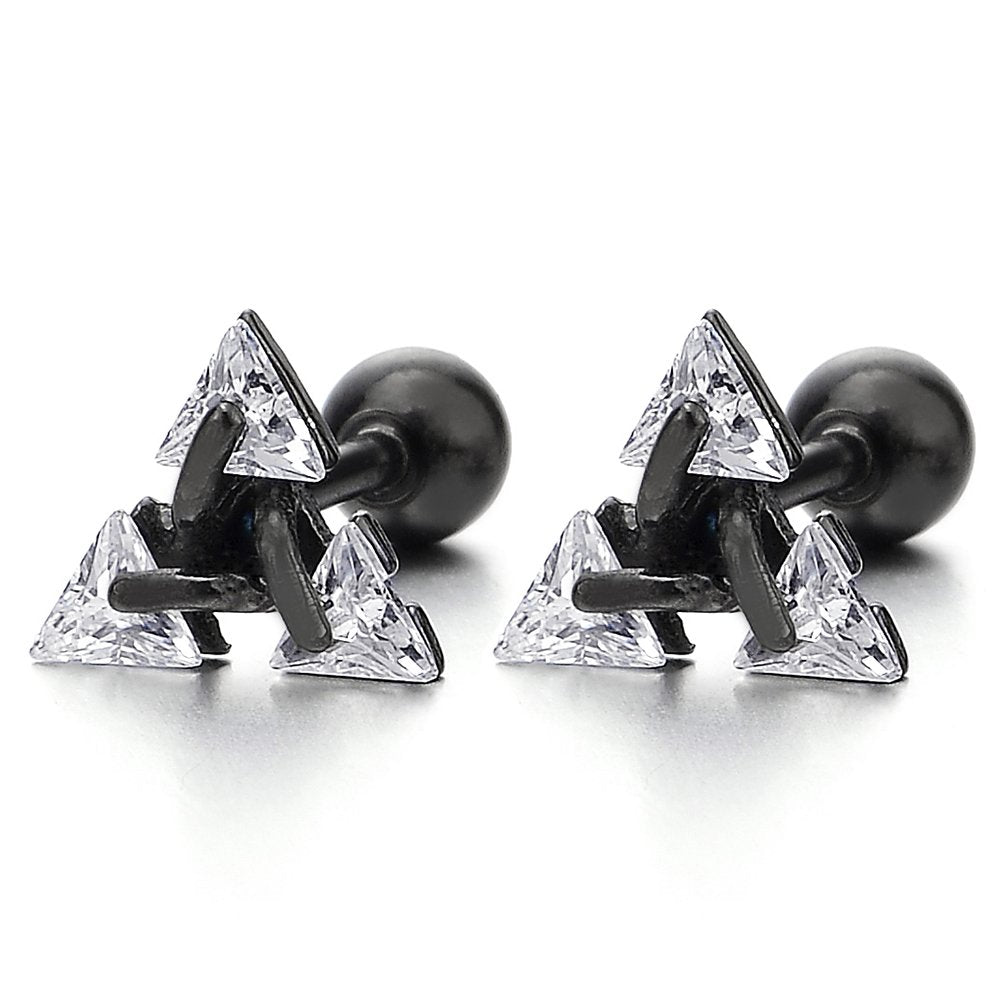 5 Styles Black Earring Posts Stainless Steel Earring Post - Temu