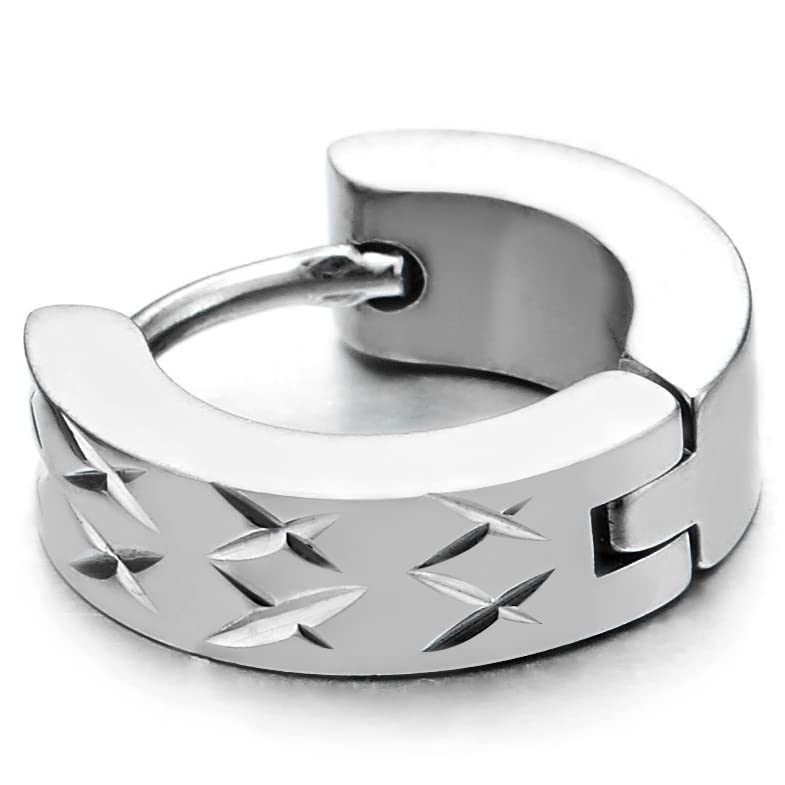 8pcs Stainless Steel Huggie Hoop Earrings - 7mm To 14mm Round Hinged Hoops For Men & Women