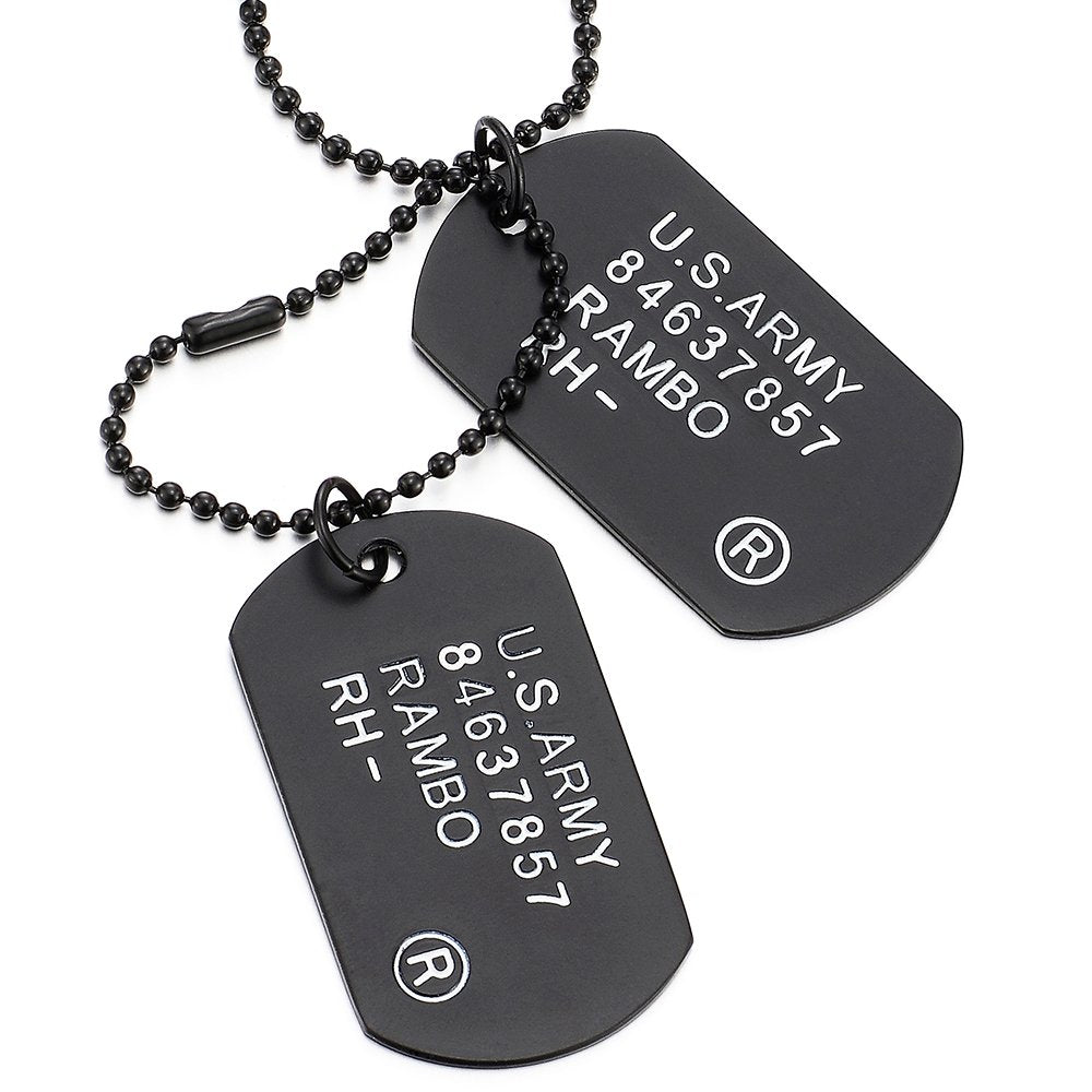2-Pack Stainless Steel Military Style Dog Tag Pendant Necklace Set By SAM'S TAGS AND MORE - Free Engraving Available, Made In USA - View #3