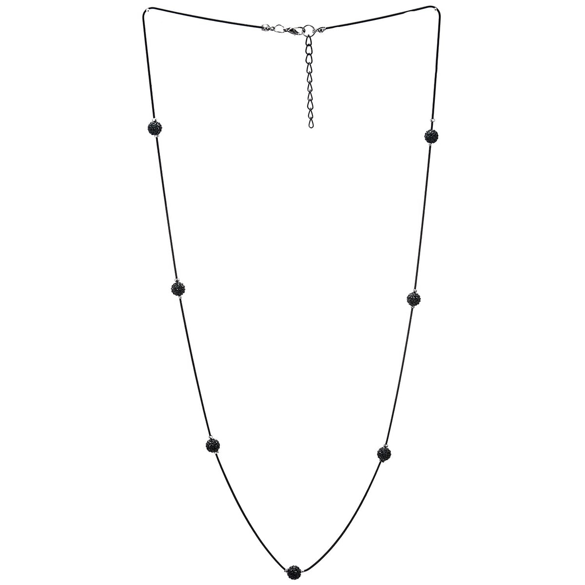 Exquisite Black Statement Necklace Long Chain with Black