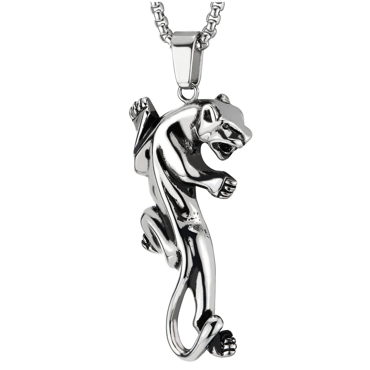 Stainless Steel Mens Women Leopard Pendant Necklace with 23.6 inches Wheat  Chain – COOLSTEELANDBEYOND Jewelry