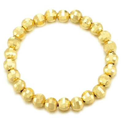 COOLSTEELANDBEYOND Gold Color Mirror Faceted Diamond Cut Beads Bracelet for Women