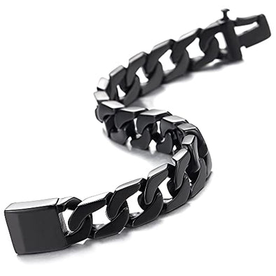 COOLSTEELANDBEYOND Masculine Mens Stainless Steel Large Curb Chain Link Bracelet