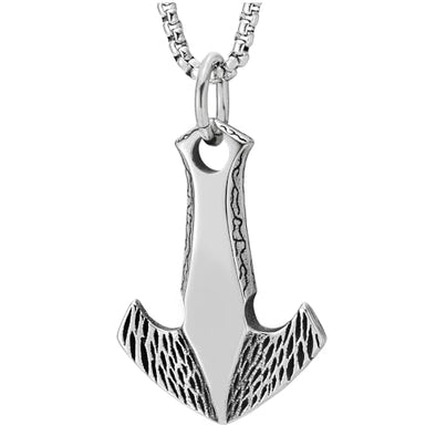 COOLSTEELANDBEYOND Marine Anchor Spear Pendant Stainless Steel Mens Necklace, 30 in Wheat Chain