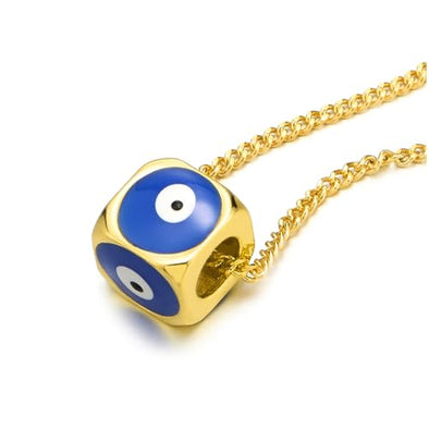 COOLSTEELANDBEYOND Womens Evil Eye Protection Pendant Necklace Gold Color, 19 in Rope Chain