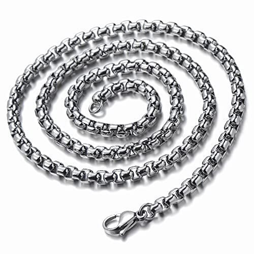 COOLSTEELANDBEYOND Coiled Cobra Snake Pendant, Mens Women Stainless Steel Vintage Necklace, 30 inch Wheat Chain, Gothic