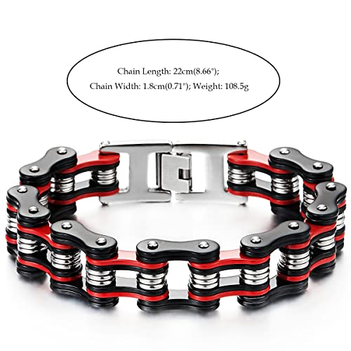 COOLSTEELANDBEYOND Stainless Steel Biker Bracelet for Men, Masculine Motorcycle Chain Style, Bike Link High Polished