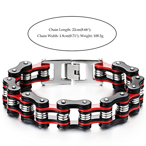 Bracciale Maschile Lucido A Specchio COOLSTEELANDBEYOND Pesante E Studio, Catena Di Bicicletta Bracciale Da Uomo, Acciaio, Argento Rosso Nero, Lucidato A Specchio Bracciale Acciaio Inox Rock Bracciale Maschile Lucido A Specchio COOLSTEELANDBEYOND Pesante E Studio, Catena Di Bicicletta Bracciale Da Uomo, Acciaio, Argento Rosso Nero, Lucidato A Specchio Bracciale Acciaio Inox Rock