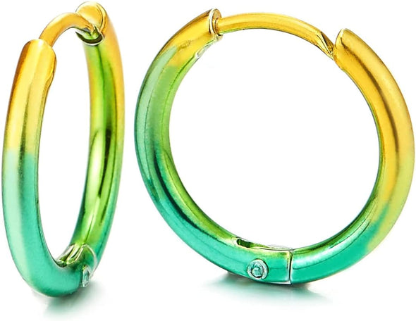 Stainless Steel Colorful Circle Huggie Hoop Earrings - 10mm Inner Diameter For Men & Women