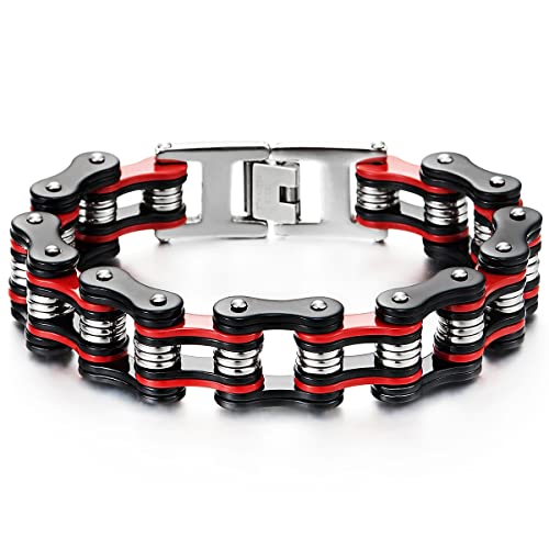 XYJJ Acciaio Inox Bracciale, Catena Rigida Intrecciata, Testa di Lupo, Flessibile e Regolabile, Abbigliamento Uomo (d'Argento