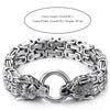 Mens Stainless Steel Two-strand Braided Byzantine Chain Bracelet with Wolf Heads, Spring Ring Clasp - COOLSTEELANDBEYOND Jewelry