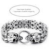 Mens Stainless Steel Two-strand Braided Byzantine Chain Bracelet with Skulls and Spring Ring Clasp - COOLSTEELANDBEYOND Jewelry