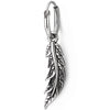 Mens Womens Stainless Steel Circle Huggie Hinged Hoop Earrings with Dangling Vintage Feather Leaf - COOLSTEELANDBEYOND Jewelry