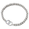 COOLSTEELANDBEYOND Two Interlocking Circles Bracelet for Women, Beads Link Chain with Charm of Colorful Cubic Zirconia - COOLSTEELANDBEYOND Jewelry