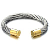 COOLSTEELANDBEYOND Large Elastic Adjustable Steel Twisted Cable Cuff Bangle Bracelet for Mens Womens - coolsteelandbeyond