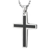 COOLSTEELANDBEYOND Mens Stainless Steel Cross Pendant Necklace with Carbon Fiber Inlay and 30 Inches Ball Chain - COOLSTEELANDBEYOND Jewelry