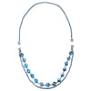 COOLSTEELANDBEYOND Crystal Beads Necklace, Long Blue Crystal Chain with Cubic Zirconia and Magnetic Clasp Detachable into Two Pieces - COOLSTEELANDBEYOND Jewelry