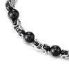 Unique Men Women Stainless Steel Braided Link Bracelet with Bead Ball Charms, Silver Black Two-tone - COOLSTEELANDBEYOND Jewelry