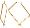 Pair Stainless Steel Large Plain Square Huggie Hinged Hoop Earrings for Women Girls - COOLSTEELANDBEYOND Jewelry