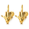 Mens Womens Hand Finger Gesture Stud Earrings, Gold Color Stainless Steel, Screw Back, 2PCS - COOLSTEELANDBEYOND Jewelry