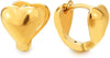 Pair Stainless Steel Gold Color Two-sided Puff Heart Huggie Hinged Hoop Earrings - COOLSTEELANDBEYOND Jewelry