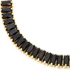 COOLSTEELANDBEYOND Womens Baguette Cut Black Cubic Zirconia Bracelet, Gold Color Link Chain, Adjustable, Sparkling - COOLSTEELANDBEYOND Jewelry