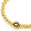 Women Men Gold Color Beads Chain Bracelet with Cubic Zirconia Charm of Evil Eye - COOLSTEELANDBEYOND Jewelry