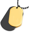 Stainless Steel Two-Pieces Gold Black Mens Women Dog Tag Pendant Necklace with 30 inches Ball Chain - COOLSTEELANDBEYOND Jewelry