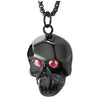 COOLSTEELANDBEYOND Black Skull Pendant Necklace with Red Cubic Zirconia, for Men Women, Stainless Steel, 30 inch Chain - COOLSTEELANDBEYOND Jewelry