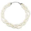 Multi-Layer Braided White Pearl Statement Necklace Chains Choker Collar - COOLSTEELANDBEYOND Jewelry