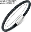 COOLSTEELANDBEYOND Classic Mens Women Thin Black Braided Leather Bracelet Leather Bangle, Steel Oval Magnetic Clasp - COOLSTEELANDBEYOND Jewelry