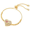 COOLSTEELANDBEYOND Womens Cubic Zirconia Heart Bracelet, Beads Link with Charm Bracelet, for Mom, Mother, Mama, Adjustable - COOLSTEELANDBEYOND Jewelry