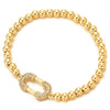 COOLSTEELANDBEYOND Trendy Oval Link Bracelet for Women, Gold Color Beads Link Chain with Charm of Cubic Zirconia, Sparkling - COOLSTEELANDBEYOND Jewelry