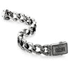 COOLSTEELANDBEYOND Mens Retro Style Steel Vintage Curb Chain Bracelet Engraving with Tribal Tattoo Pattern, Spring Clasp - COOLSTEELANDBEYOND Jewelry