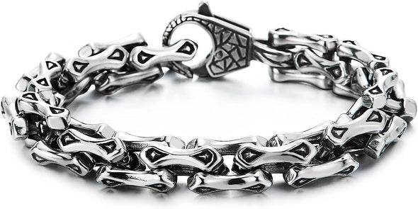 COOLSTEELANDBEYOND Mens Stainless Steel Link Chain Bracelet, Braided Interwoven, Unique Style - COOLSTEELANDBEYOND Jewelry