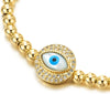 COOLSTEELANDBEYOND Protection Evil Eye Gold Color Beads Bracelet with Cubic Zirconia - COOLSTEELANDBEYOND Jewelry