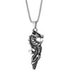 Mens Stainless Steel Vintage Retro Style Dragon Pendant Necklace, Silver Black, 30 in Wheat Chain - COOLSTEELANDBEYOND Jewelry