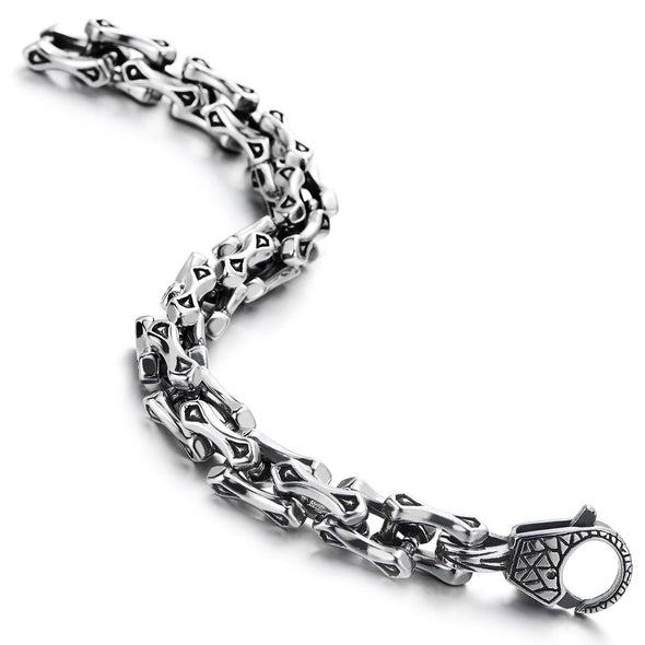 COOLSTEELANDBEYOND Mens Stainless Steel Link Chain Bracelet, Braided Interwoven, Unique Style - COOLSTEELANDBEYOND Jewelry