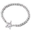 COOLSTEELANDBEYOND Cubic Zirconia Star Bracelet, Womens Beads Link Chain Charm Bracelet - COOLSTEELANDBEYOND Jewelry