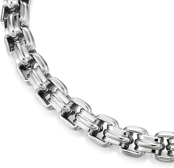 Exquisite Mens and Women Stainless Steel Grooved Rolo Link Chain Bracelet, Polished - COOLSTEELANDBEYOND Jewelry