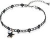COOLSTEELANDBEYOND Ladies Black Choker Tattoo Necklace with Gold Black Star Charm Pendant - COOLSTEELANDBEYOND Jewelry
