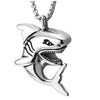 COOLSTEELANDBEYOND Mens Womens Stainless Steel Shark Pendant Necklace with 30 inches Wheat Chain - COOLSTEELANDBEYOND Jewelry