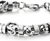 COOLSTEELANDBEYOND Fashion Style Mens Steel Braid Link Bracelet with Grooved Tube and Circle Ring Charms, Polished - COOLSTEELANDBEYOND Jewelry