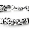 COOLSTEELANDBEYOND Fashion Style Mens Steel Braid Link Bracelet with Grooved Tube and Circle Ring Charms, Polished - COOLSTEELANDBEYOND Jewelry