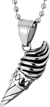 Stainless Steel Mens Women Ice cream Cone Pendant Necklace with 23.6 inches Ball Chain - COOLSTEELANDBEYOND Jewelry