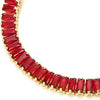 COOLSTEELANDBEYOND Fashion Baguette Cut Red Cubic Zirconia Bracelet for Women, Gold Color Link Chain, Adjustable, Sparkling - COOLSTEELANDBEYOND Jewelry