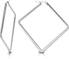 Large Square Huggie Hinged Hoop Earrings Plain, for Women Girls, Stainless Steel - COOLSTEELANDBEYOND Jewelry